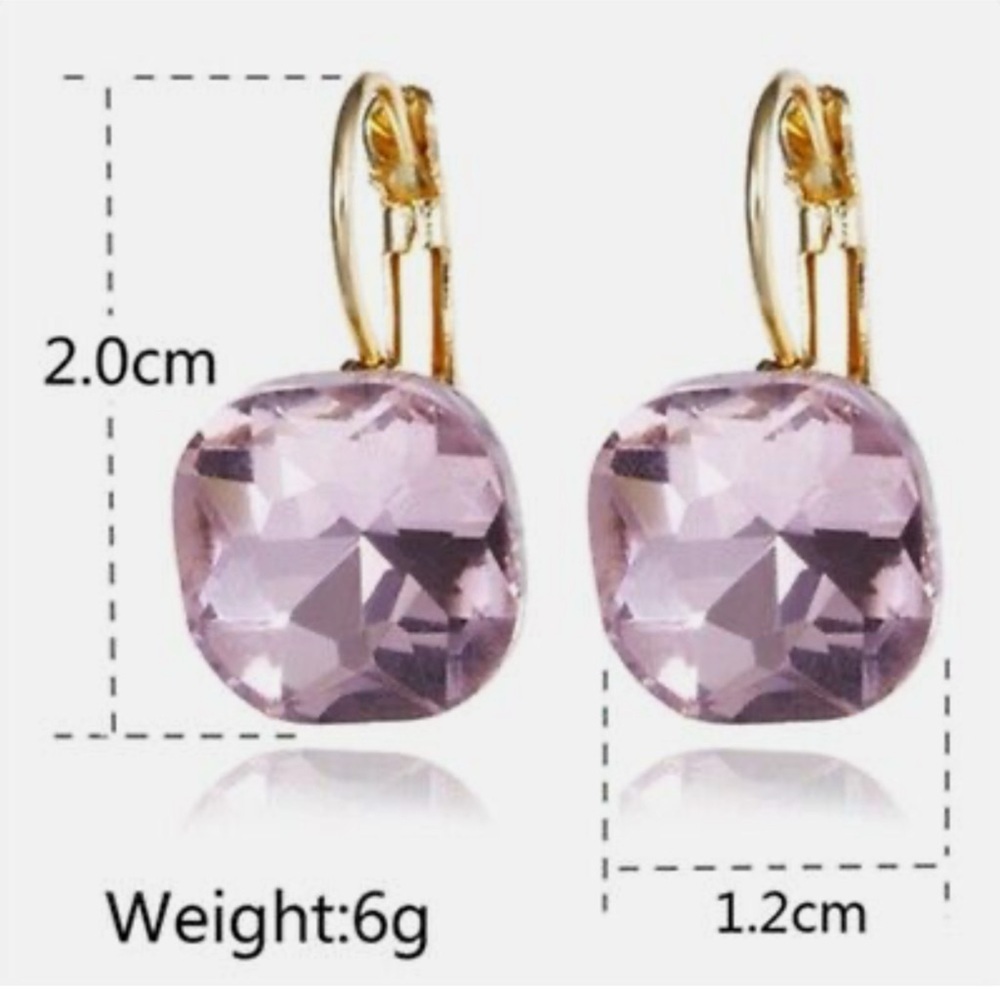 Gem Stone Dangle Lever Back Alloy Rose Gold/Gold NIB - Picture 6 of 13